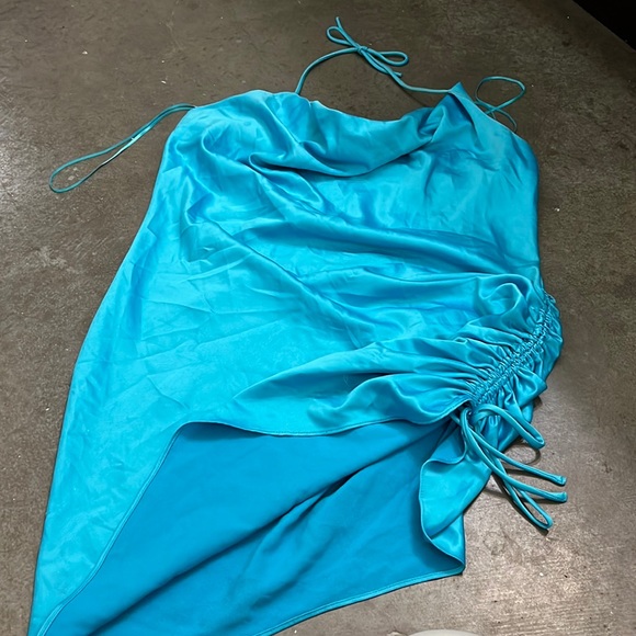 Topshop | Dresses | Slant Bottom Satin Halter Low Back Dress Adjustable ...